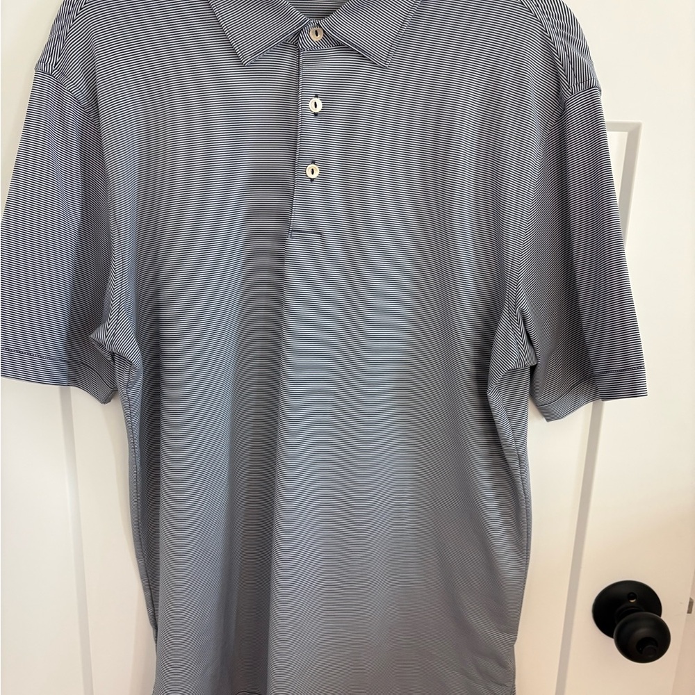 Peter Millar Men's Blue Striped Polo Shirt